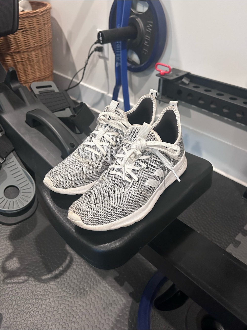 adidas Grey White Knit Athletic Sneakers